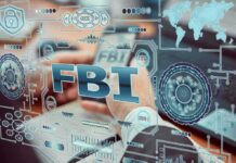 FBI letters with digital security graphics and hands