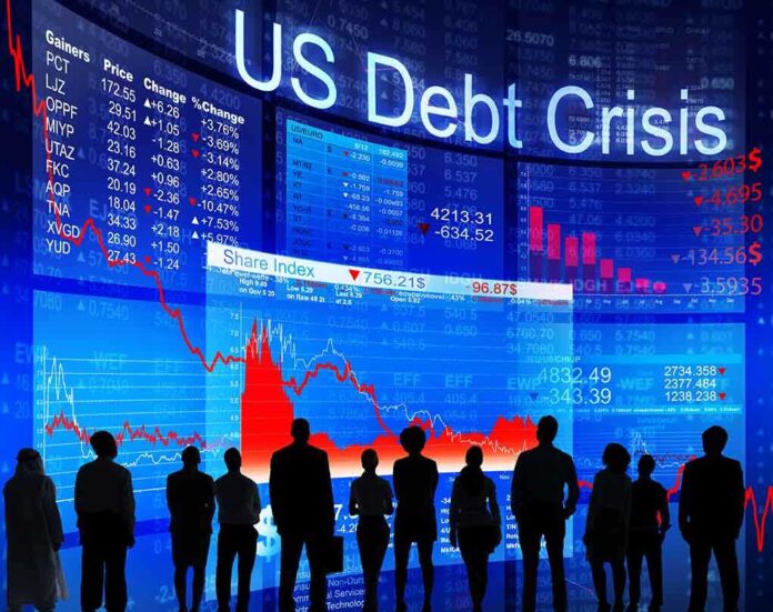 174966974 featured image "People looking at financial charts displaying US debt crisis."