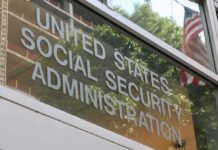 United States Social Security Administration building exterior reflection