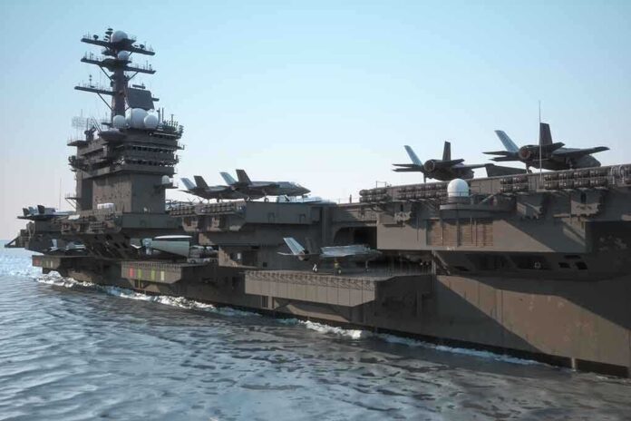 300162086 featured image Aircraft carrier deck with jet planes.