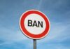 Traffic sign with the word BAN against sk