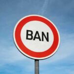 Traffic sign with the word BAN against sk