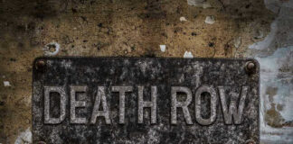 Weathered Death Row sign on aged concrete wall