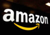 Amazon logo with yellow curved arrow underneath.