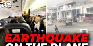 Passengers PANIC INSIDE PLANE at Venezuela's Maiquetia airport as earthquakes SHAKE THE CABIN