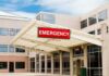 Emergency room entrance at a modern hospital
