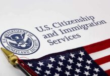 U.S. Citizenship and Immigration Services document with American flag