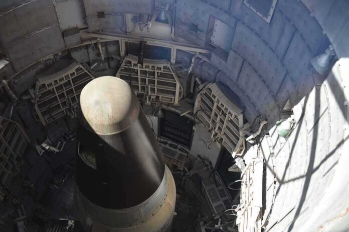 Missile in an underground silo viewed from above