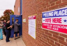 Candidates Mom’s Bombshell Shakes Governor Race Johanna Goliszewski in line at a polling place entrance