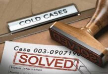 Rubber stamp marks solved on a case file