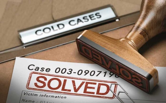 Rubber stamp marks solved on a case file