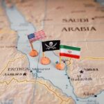 Red Sea Flashpoint: Saudis Declare War on Houthis Map with US, pirate, and Iran flags near the Red Sea