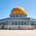Dome of the Rock with golden dome and blue tilework