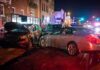 Lawmaker Mowed Down Outside Office two cars collide on a city street at night